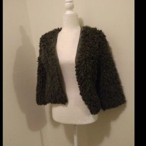 Alexander Wang Gray Tricot Faux Fur Jacket Sz XS to S